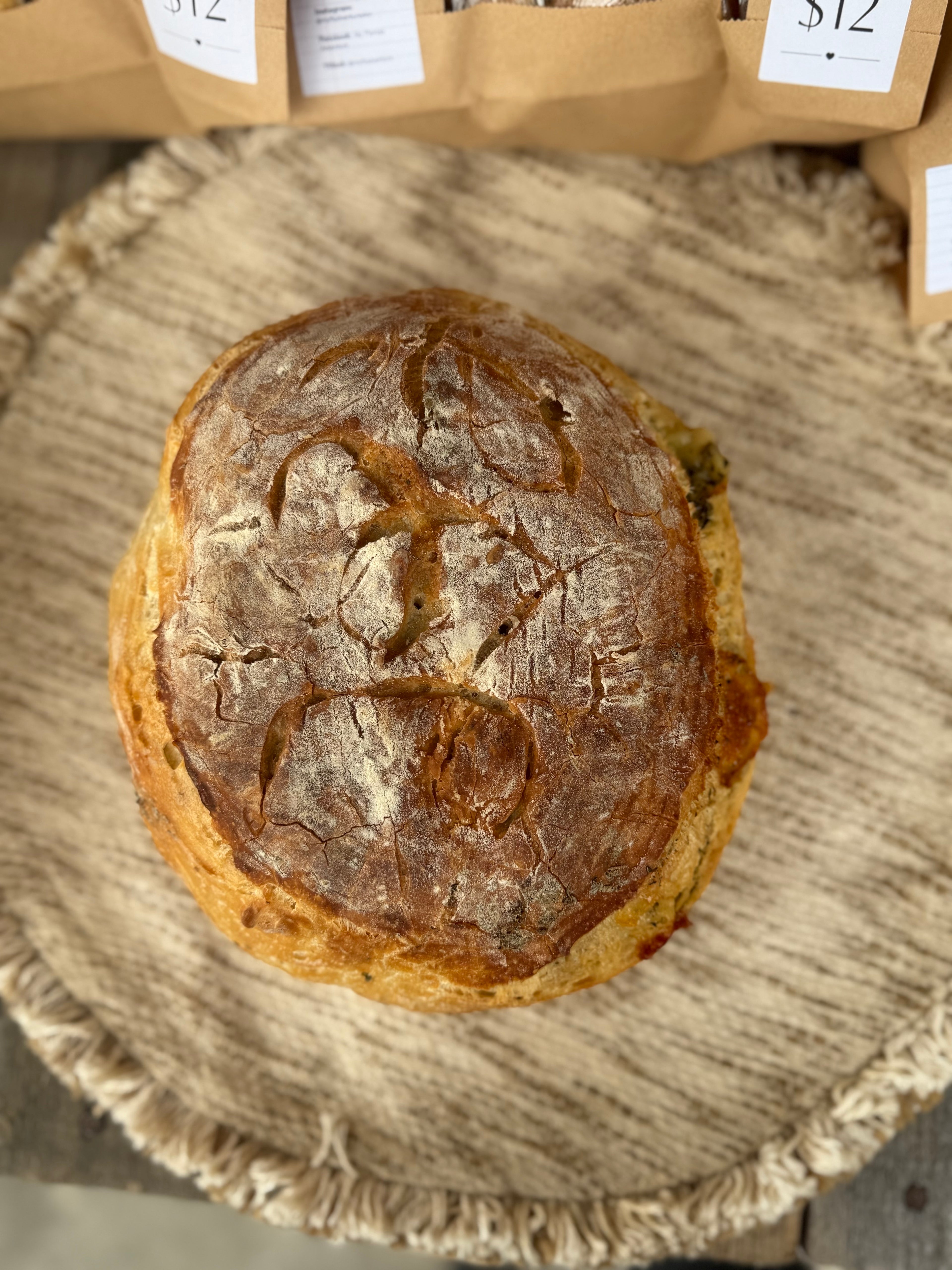 Italian Herb and cheese sourdough loaf