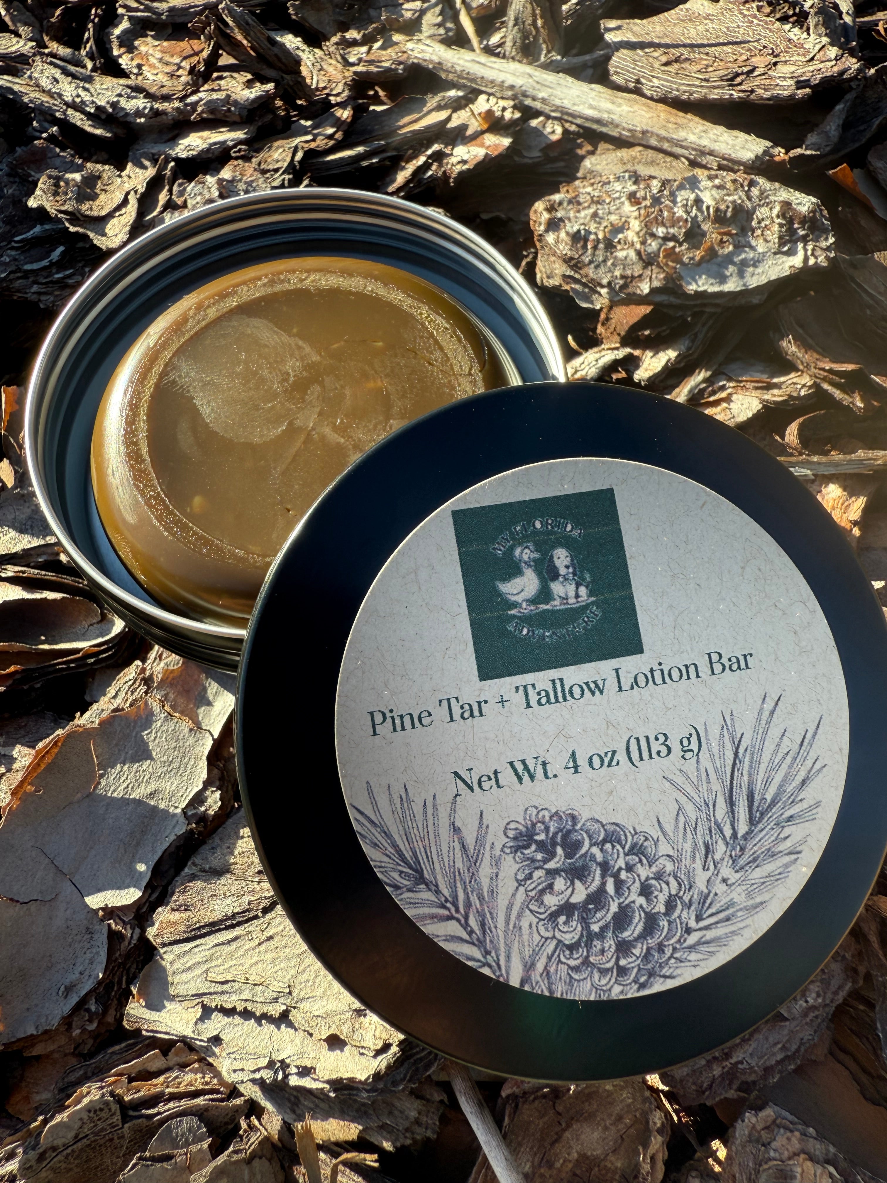 Pine tar tallow lotion bar