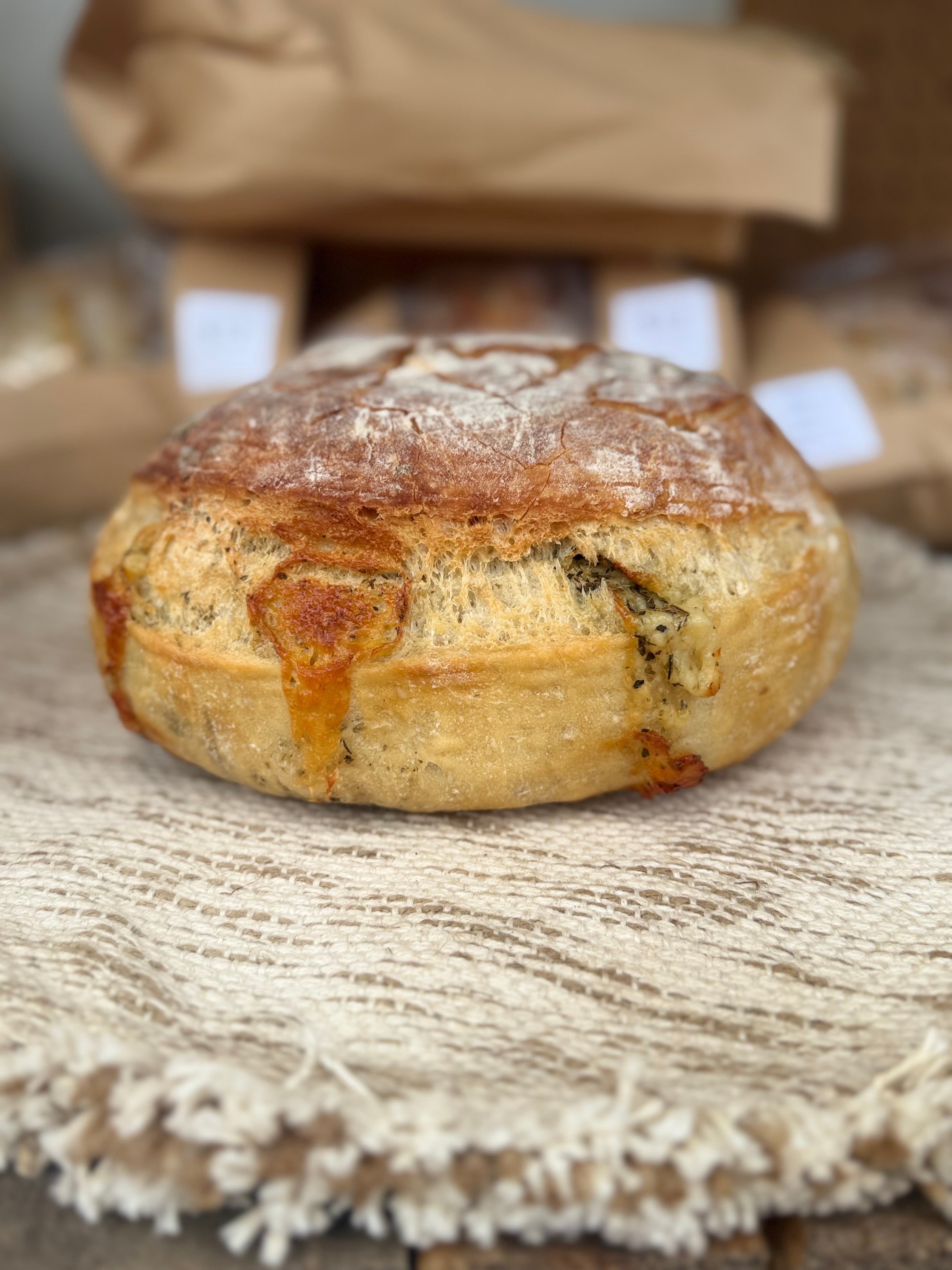 Italian Herb and cheese sourdough loaf